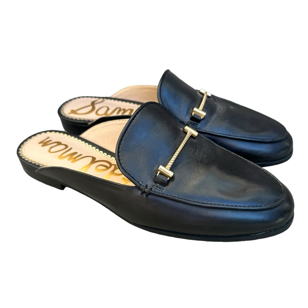 Sam Edelman Laurna Black Horsebit Leather Mules Size 7
